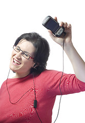 Image showing woman technology mp3 music