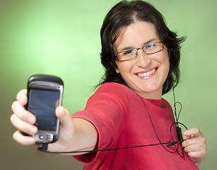 Image showing young woman communication technology