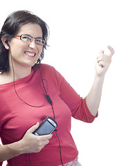 Image showing woman technology mp3 music