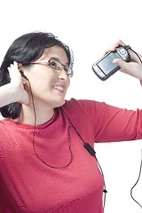 Image showing woman technology mp3 music