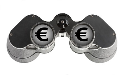 Image showing isolated binoculars with money