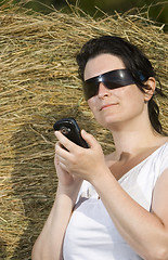 Image showing young woman communication technology