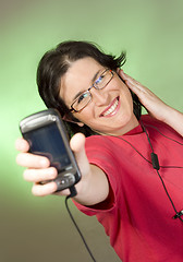 Image showing young woman communication technology