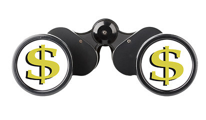 Image showing isolated binoculars with money