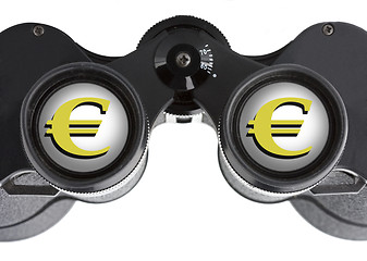 Image showing isolated binoculars with money