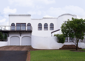 Image showing Double storey, property or house in neighborhood, estate or residential area in Dallas, Texas community in USA. Background, outdoor development or suburban home for investment project in quiet town