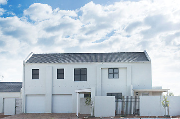 Image showing Double storey, garage or home in neighborhood, community or residential area in Dallas, Texas in USA. Background, property development or suburban house for investment project or real estate in town