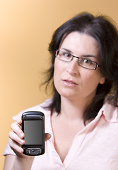 Image showing young woman communication technology