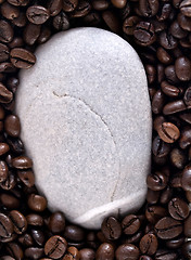 Image showing Coffee beans and stone