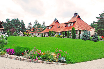 Image showing Cottage village - lawn