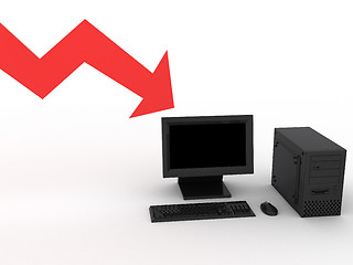 Image showing Red graphic and black computer
