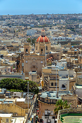 Image showing Panorama with St George's Basilica from vintage Citadel in Victoria, Gozo Malta