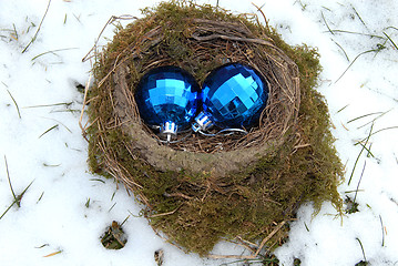 Image showing Christmas balls in nest