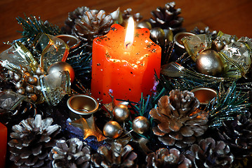 Image showing Burning christmas candle
