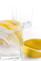 Image showing soda water and lemon slices