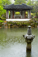 Image showing Chinese Garden in the Rain