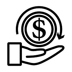 Image showing Cash Back Coin To Hand Icon