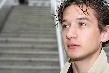 Image showing young man and stairs