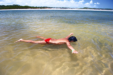 Image showing Swimming in crystalline clear waters in Pernambuco,  Brazil