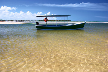 Image showing Boat in crystalline clear sea in Brazil