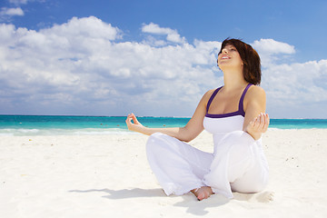 Image showing meditation on the beach