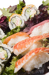 Image showing sushi sashimi with california rolls