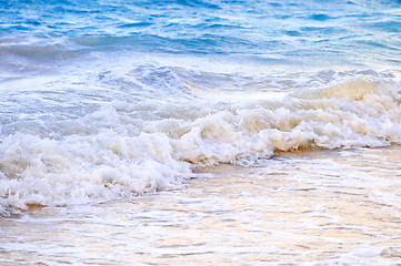 Image showing Waves breaking on tropical shore