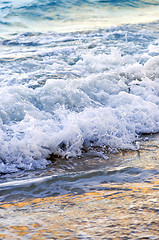 Image showing Waves breaking on tropical shore