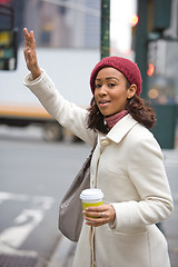 Image showing Woman Hailing A Cab