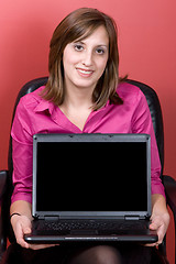 Image showing Woman Showing Her Screen