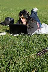 Image showing Girl Using a Laptop