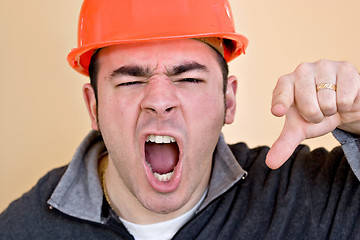 Image showing Angry Construction Worker