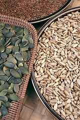 Image showing Pumpkin,  flix and sunflower seeds