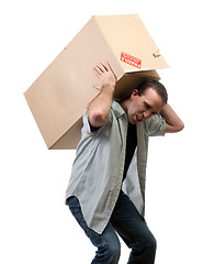 Image showing Man Lifting Heavy Box