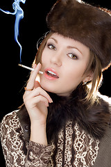 Image showing Portrait of the young lady with a cigarette