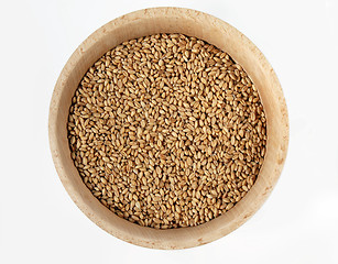 Image showing Wheat in wooden bowl