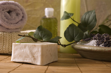 Image showing lavender bath items. aromatherapy