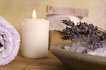 Image showing lavender bath items. aromatherapy