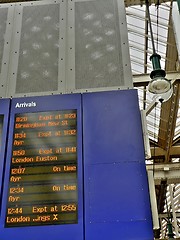 Image showing arrival board at train station