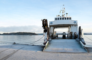 Image showing Small ferryboat moored at quay