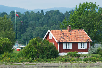 Image showing Small, red house in Norway