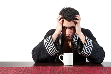 Image showing Morning guy drinking coffee