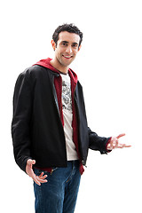 Image showing Handsome guy with open hands