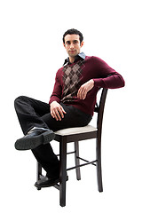 Image showing Handsome guy sitting on chair