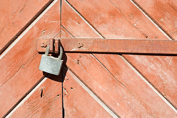 Image showing Wooden gates with lock