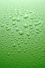 Image showing water drops on a green background