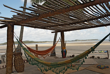 Image showing bamboo cabin at the beach