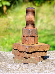 Image showing rusty screw and nuts