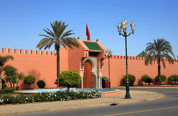 Image showing one of the Royal Palace gates in Marrakech, Morroco