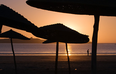 Image showing Sunset on the beach in Essaouria, Morocco Africa